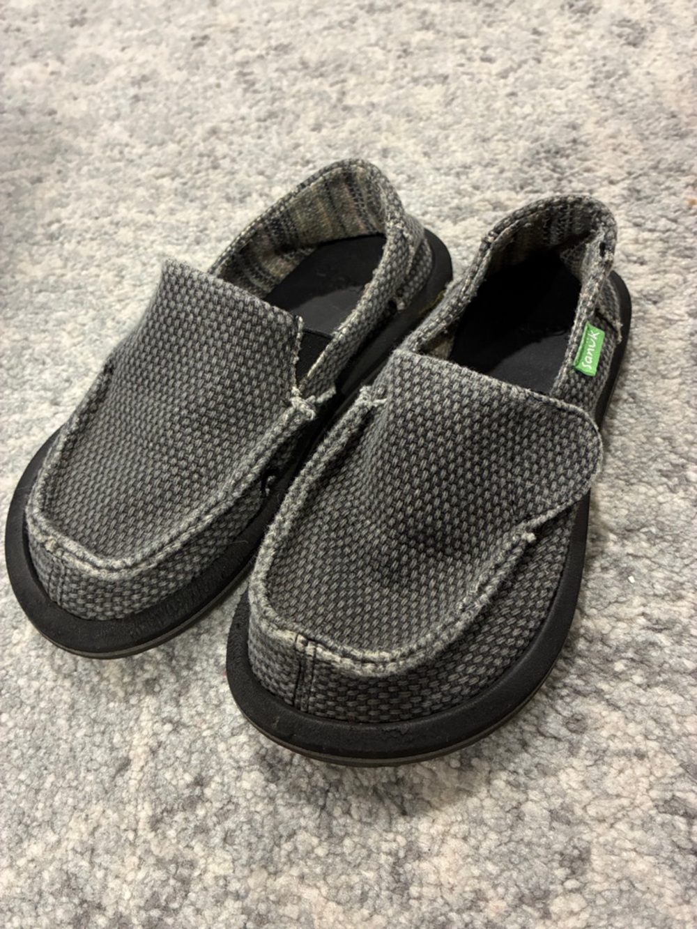Sanuk Charcoal Woven Canvas Slip-Ons